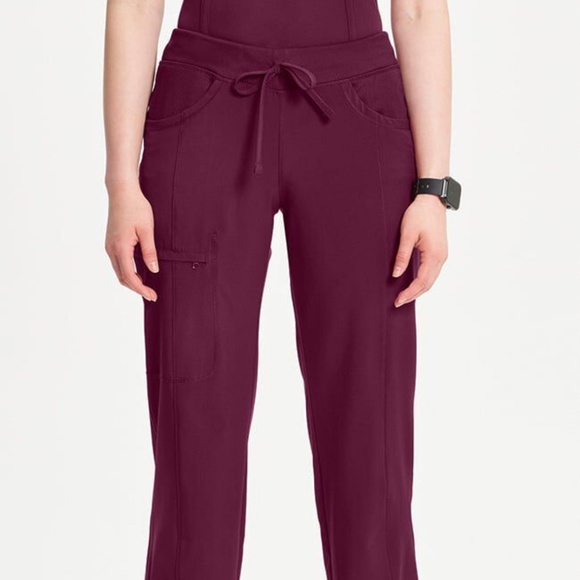 Cherokee Infinity Rib Knit Drawstring Women’s Wine Scrub Pants Size M - Picture 1 of 10